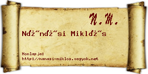 Nánási Miklós névjegykártya